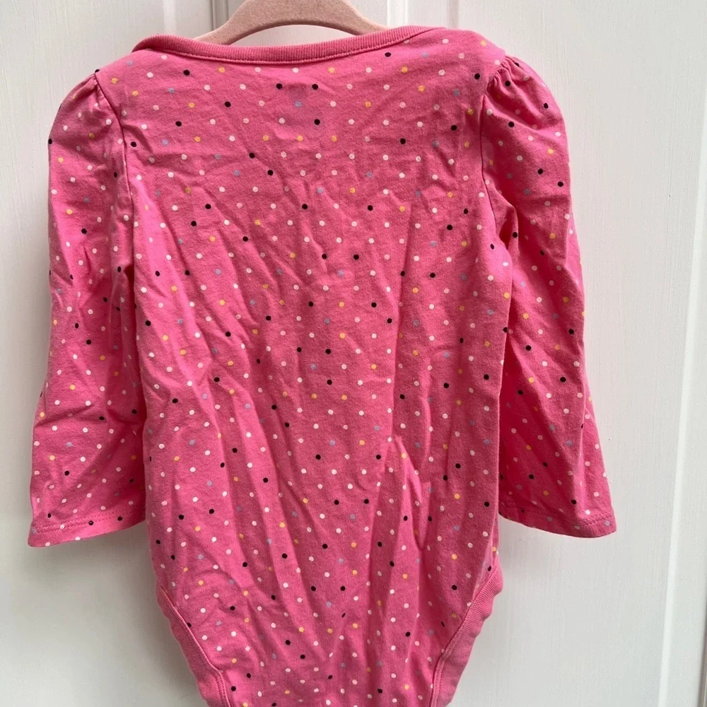 Baby Gap 12-18M Pink Polka Dot Long Sleeve Onesie